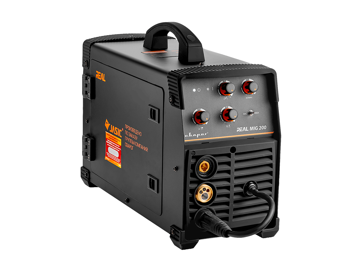 Сварочный полуавтомат инвертор MMA  REAL MIG 200 (N24002N) Black (маска+краги) Сварочный полуавтомат инвертор MMA  REAL MIG 200 (N24002N) Black (маска+краги)